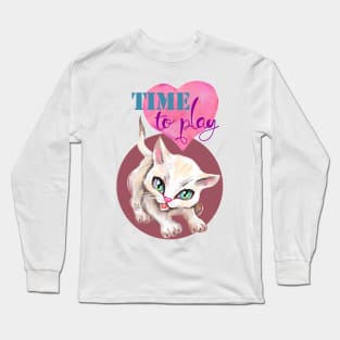 Sweet cute white kitten best friend. Love you cat. Long Sleeve T-Shirt